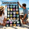 Custom Name Personalized Bluey Print Beach Towel, for Trip Camping Beach Party Home Decor, Birthday Gift for Family & Friends