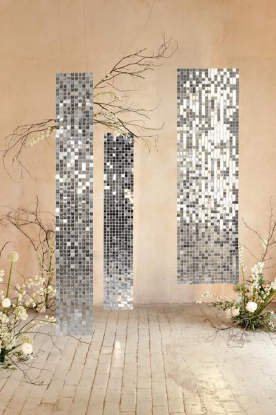 Panel Cekinowy, Vierkanten, Zilver, 30X30 Cm