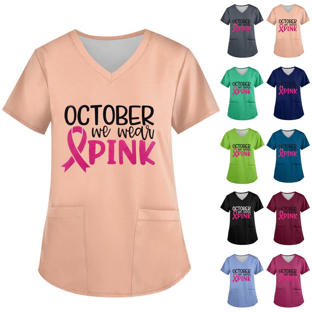 Women's V-Neck Short-Sleeve Pocketed Top With Side Slit