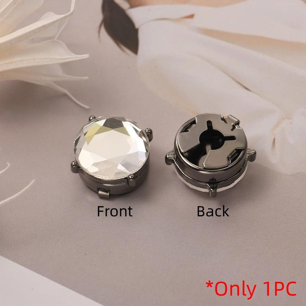 Brass Base Flower Sleeve Button Rhinestone Button Cover Clip  Suit Accessories