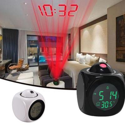 Alarm Clock LED Digital Temperature Display Multifuntion Projector Voice Broadcast Bedside Lamp Children Baby Room Night Light
