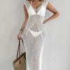 Women's Holiday Beach Hollowed Out Woven Sundress Long Sexy Slit Dress