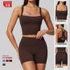 Naked sports suit, cross back yoga casual suit, sports running yoga suit