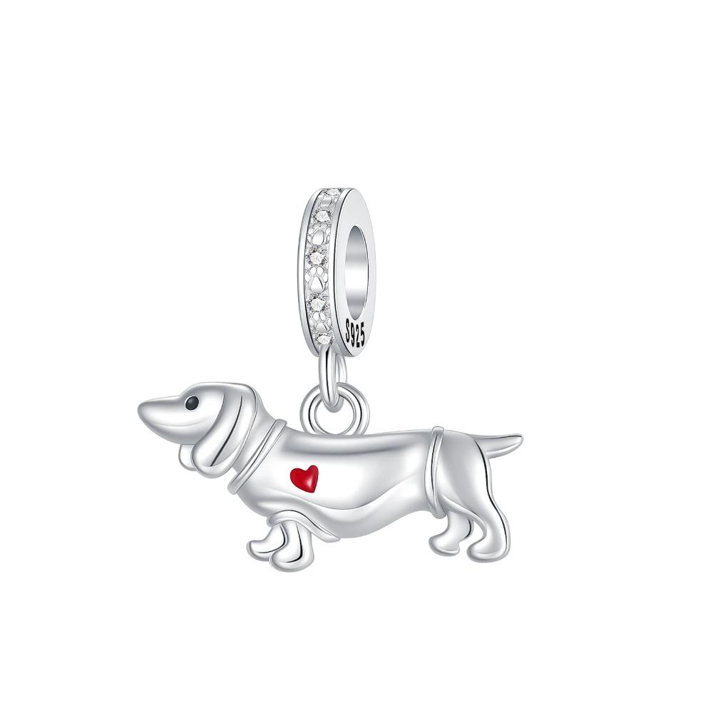 Copper Girl Holding Dog Charm Golden Retriever Beads Fit Original Bracelet Making Gift For Woman Jewelry Diy Fashion Pendant