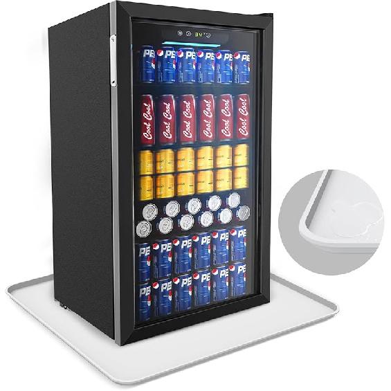 Mini Fridge Silicone Mat with Raised Edge, 23.6''x19.7'' Heavy Duty Under Refrigerator Mat, Mini Fridge Drip Pan Protect From Appliance Leaks Water