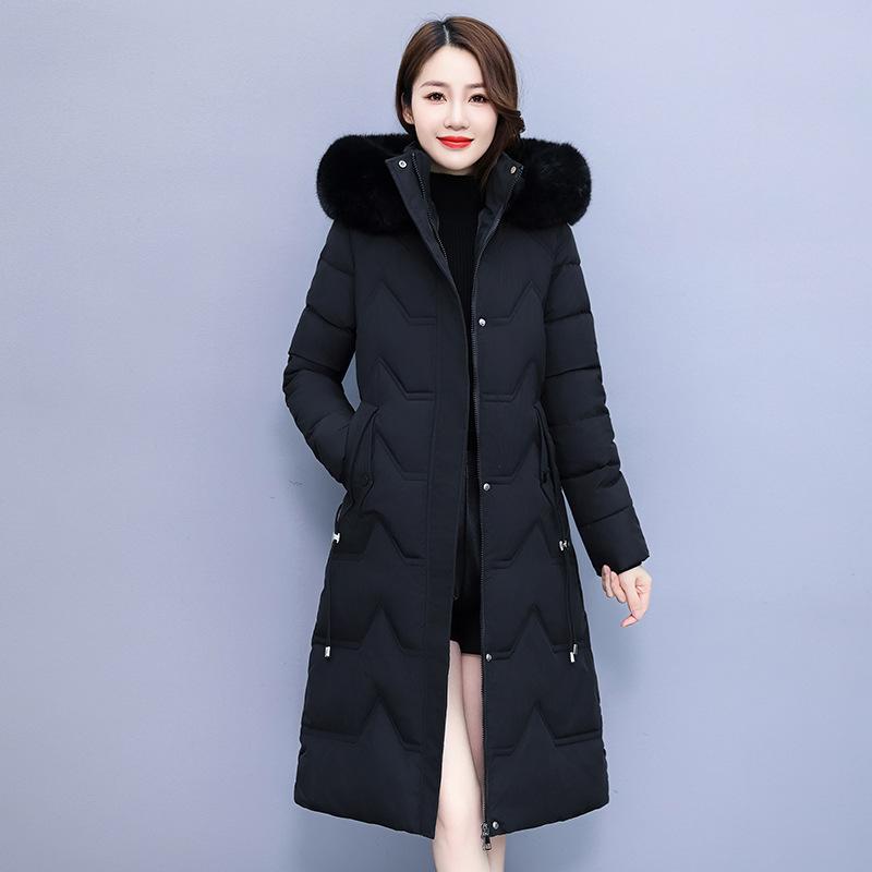 Down cotton-padded clothes women's new winter long over-knee thickened cotton-padded clothes slim and thin cotton-padded jacket