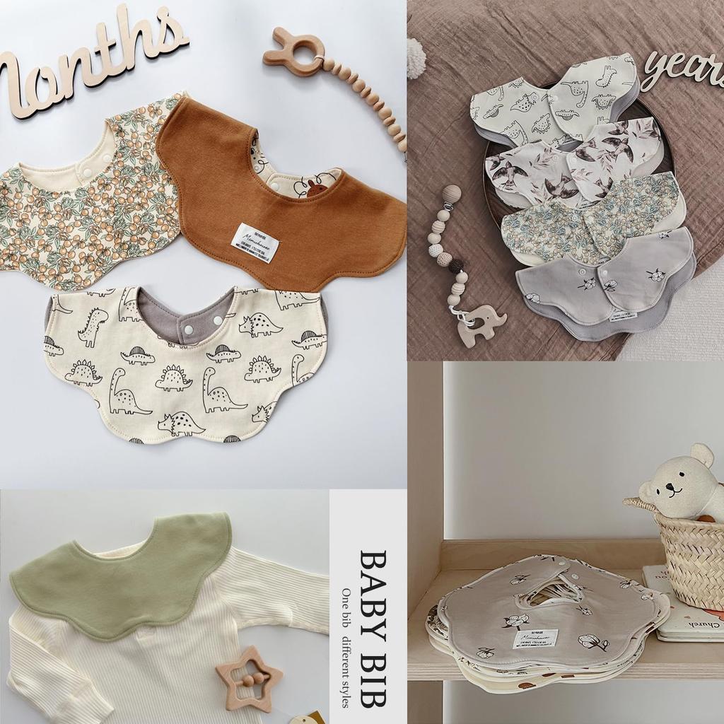 Baby Set of Reversible Smooth Cotton Baby 360 Degree Stylish Petal Baby Baby Shower Gift [GoUseGo] Bibs, 4, Bibs, Fabric, Bibs, Girls, Boys, Bibs,