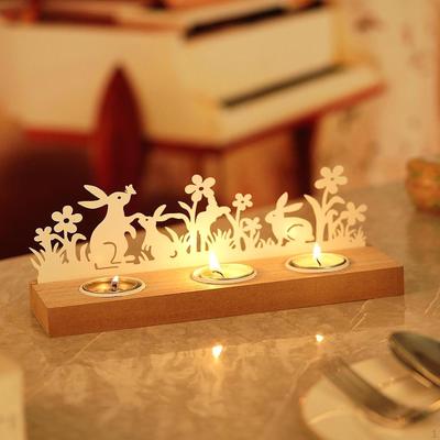 Bougeoir pour bougie chauffe-plat, décoration de table de Pâques, fournitures de fête, artisanat créatif, bougie candélabre rustique