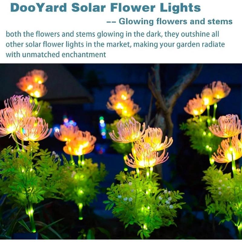 Solar Garden Lights Solar Flowers Lights with Glowing Flowers & Stems Solar Lights Outdoor for Garden Decoration Yard Decor