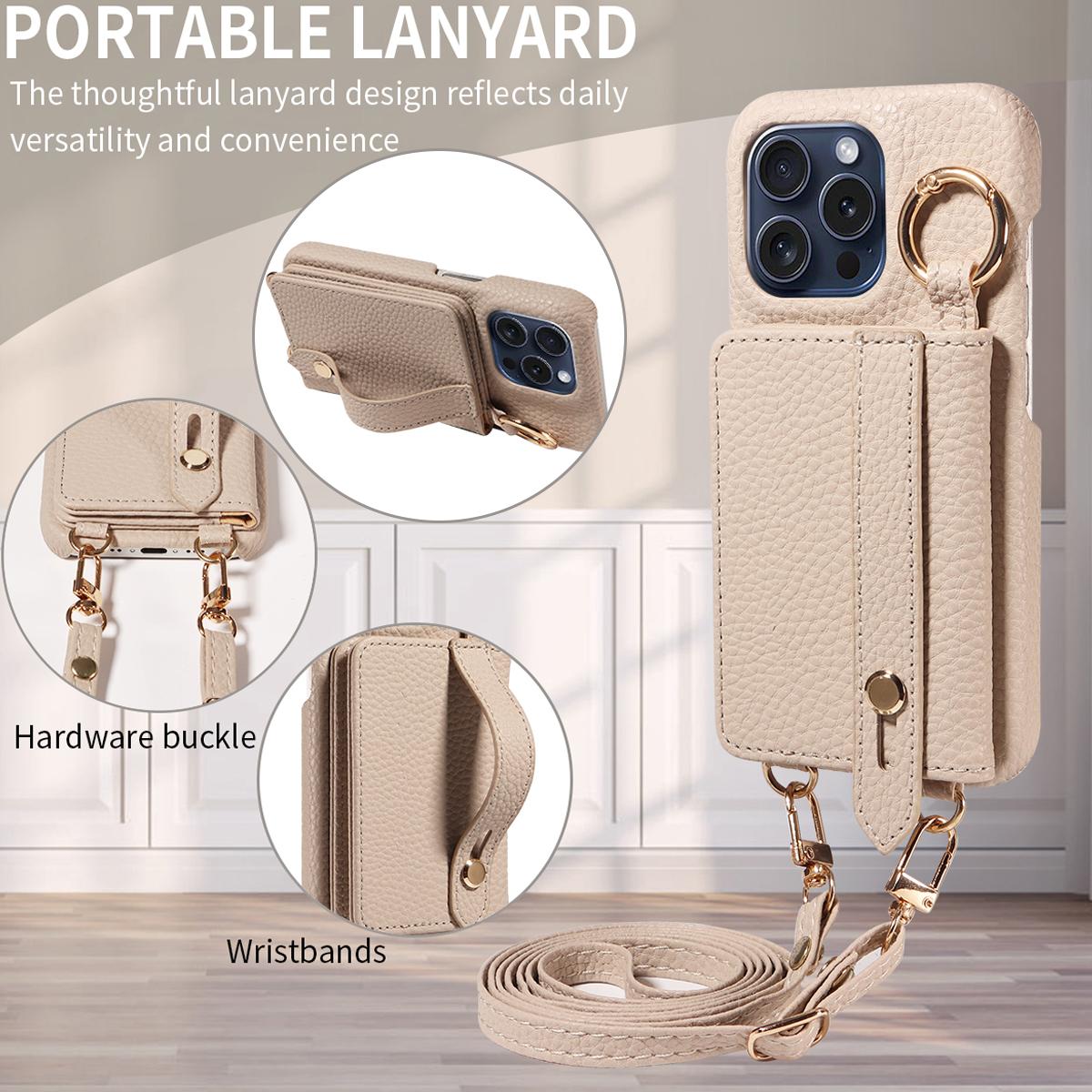 

Faux Leather Phone Case for Iphone 16e 16promax 15 14 13 12 11 Crossbody Shockproof With Ring and Stand Function Wallet Cover Artificial leather&Case & Strap&iPhone 15 Pro Max брудно-білий