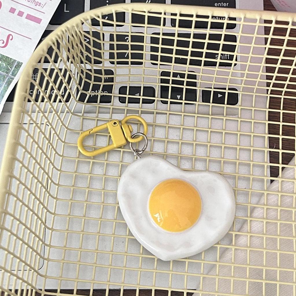 Love Heart Fried Egg Keychain - Cute, Funny Pendant for Backpack, Couple or Best Friend Gift
