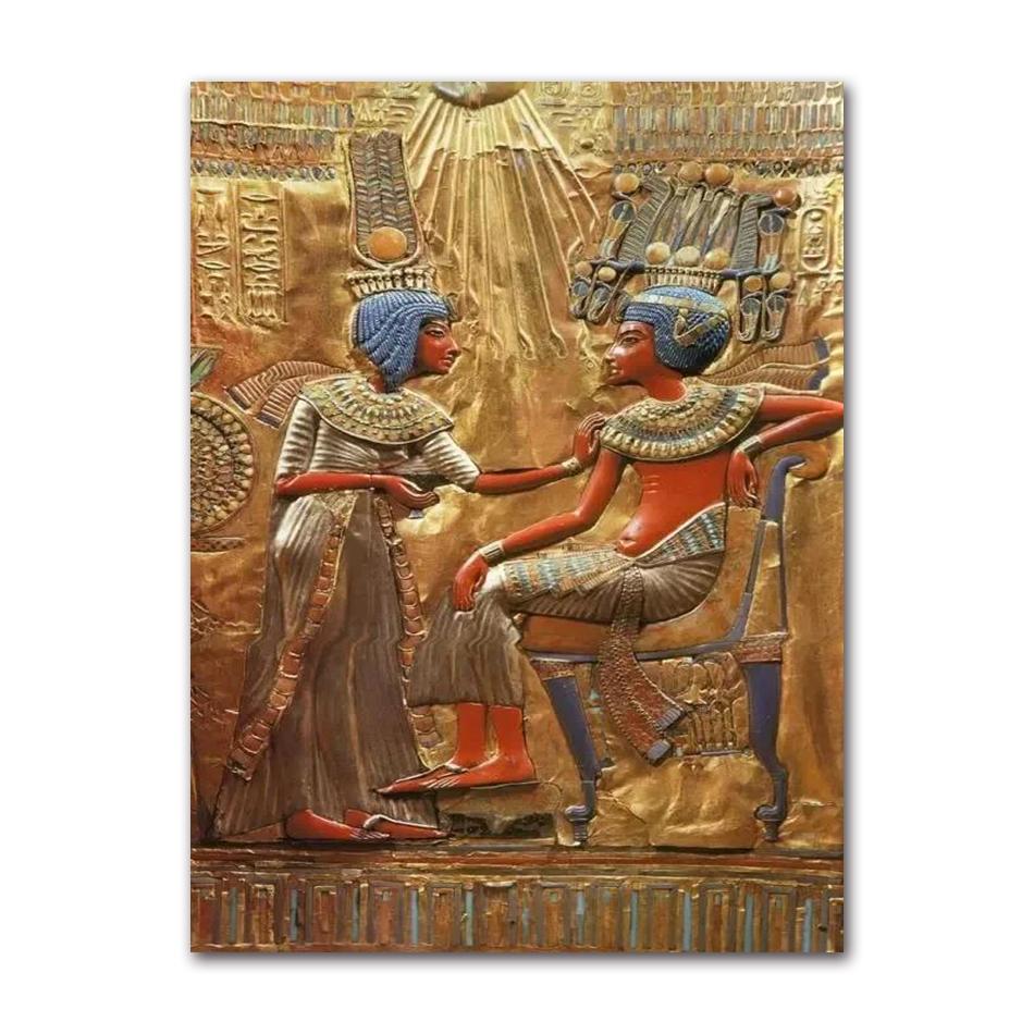 Egyptian Pharaoh Canvas Poster, Black & Gold Ancient Egypt Wall Art for Living Room Decor