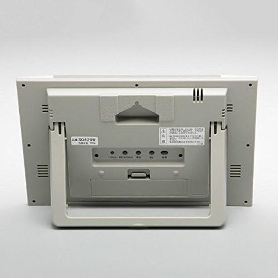 Seiko Clock Wall Desk Dual Use Radio Digital Calendar Comfort Level Temperature Humidity Display Slim White Pearl SQ429W