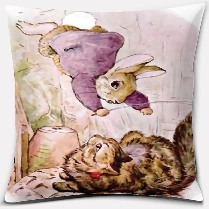 Cute Cartoon Rabbit Printing Series Pattern Pillowcase Square Pillowcase Home Office Decoration Pillowcase