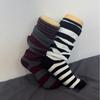 Two Pieces of Pure Cotton Double-layer Flared False Mid-calf Socks with A High-end Feel, Women's Three-dimensional Striped Stylish Long Socks