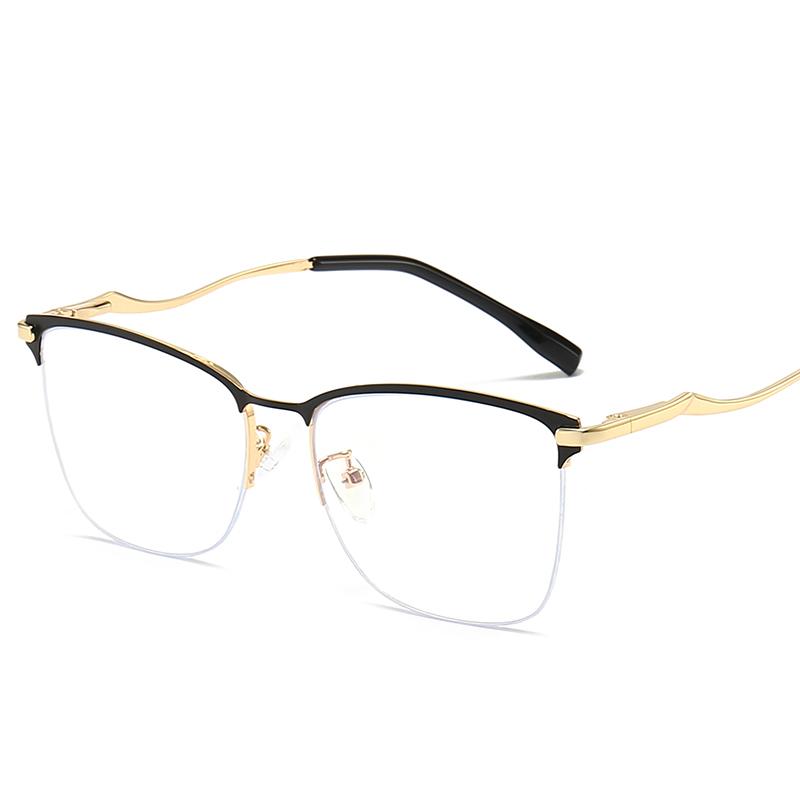 

Anti Blue Rays Half Frame Square Myopia Spectacles With Degree Metal Computer Prescription Eyeglasses 0 -0.5 -0.75 To -6.0 0