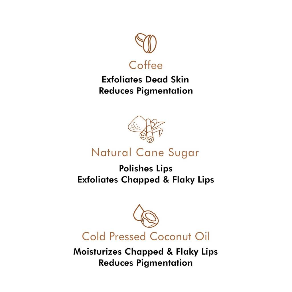 mCaffeine Coffee Lip Scrub Balm For Dry Chapped Lips Gentle Exfoliating Lip Care With Sugar Coconut Oil & Coffee 12 g Vegan Care
