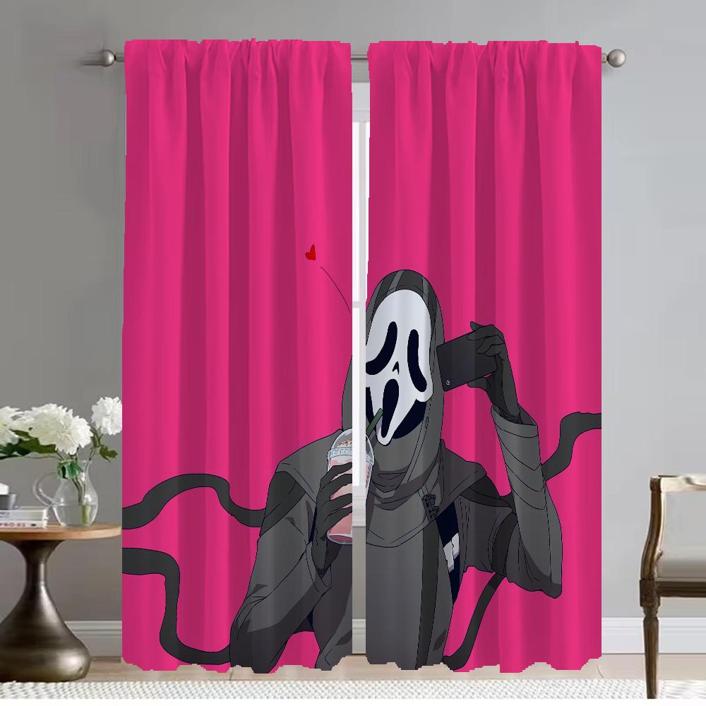 Ghostface Curtains for Bedroom Partition Shades Living Room Curtain Halloween Decoration Home Interior Curtains 2 Pieces Kitchen
