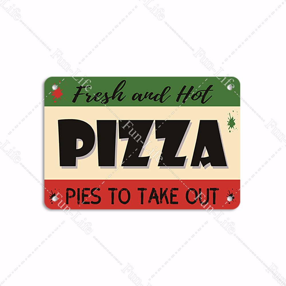 Pizza Dessert Metal Poster Food Tin Sign Plaque Metal Restaurant Vintage Wall Decor for Bar Club Metal Signs 20x30cm