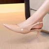 New Red Background, Black Patent Leather Pointed Tip Thin Heel Royal Sister Sexy High Heels Femininity Bag Head Sandals