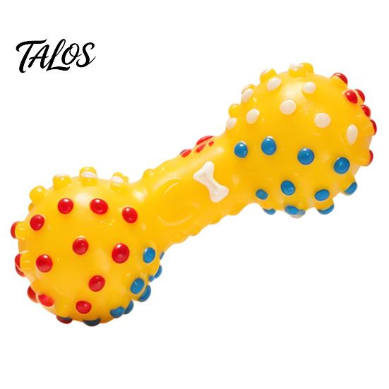 Safe Non-Toxic Dog Toys Squeaky Dumbbell Toy, Vinyl Chew Spiky Teeth Interactive Pet for Small Medium Dogs Cleaning Toy Large Play Oral Health Care