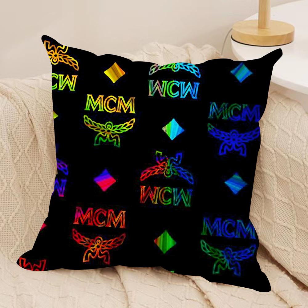 Texture M-C-M Fashion Cushion Cover Soft Plush Fabric Double-Sided Printed Sofa Cushion Cover for All Seasons Home Decor Gift