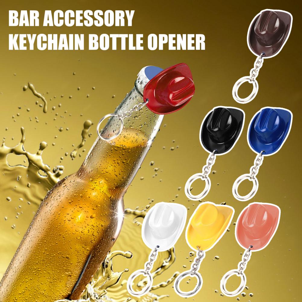 Cowboy Hat Bottle Opener Keychain – Western Rustic Beer Opener Key Ring, Cowgirl Theme Party Favor Gift for Men Women