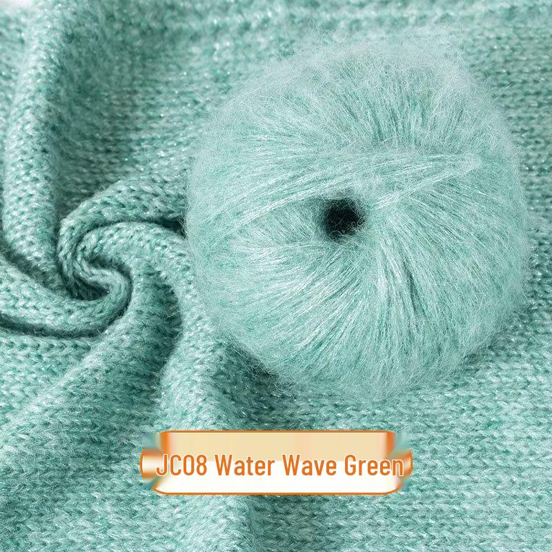 Blue Tear Spray Mohair Yarn: Gold-Thread Starry Sky Series for Chunky Knit Scarves