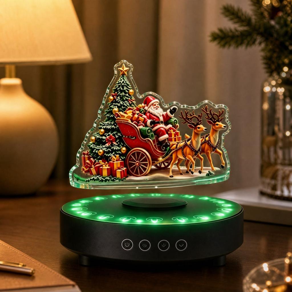 Christmas Magnetic Levitation Display Stand Floating Ornament Tray for Home Bedroom Desk Decor Gift