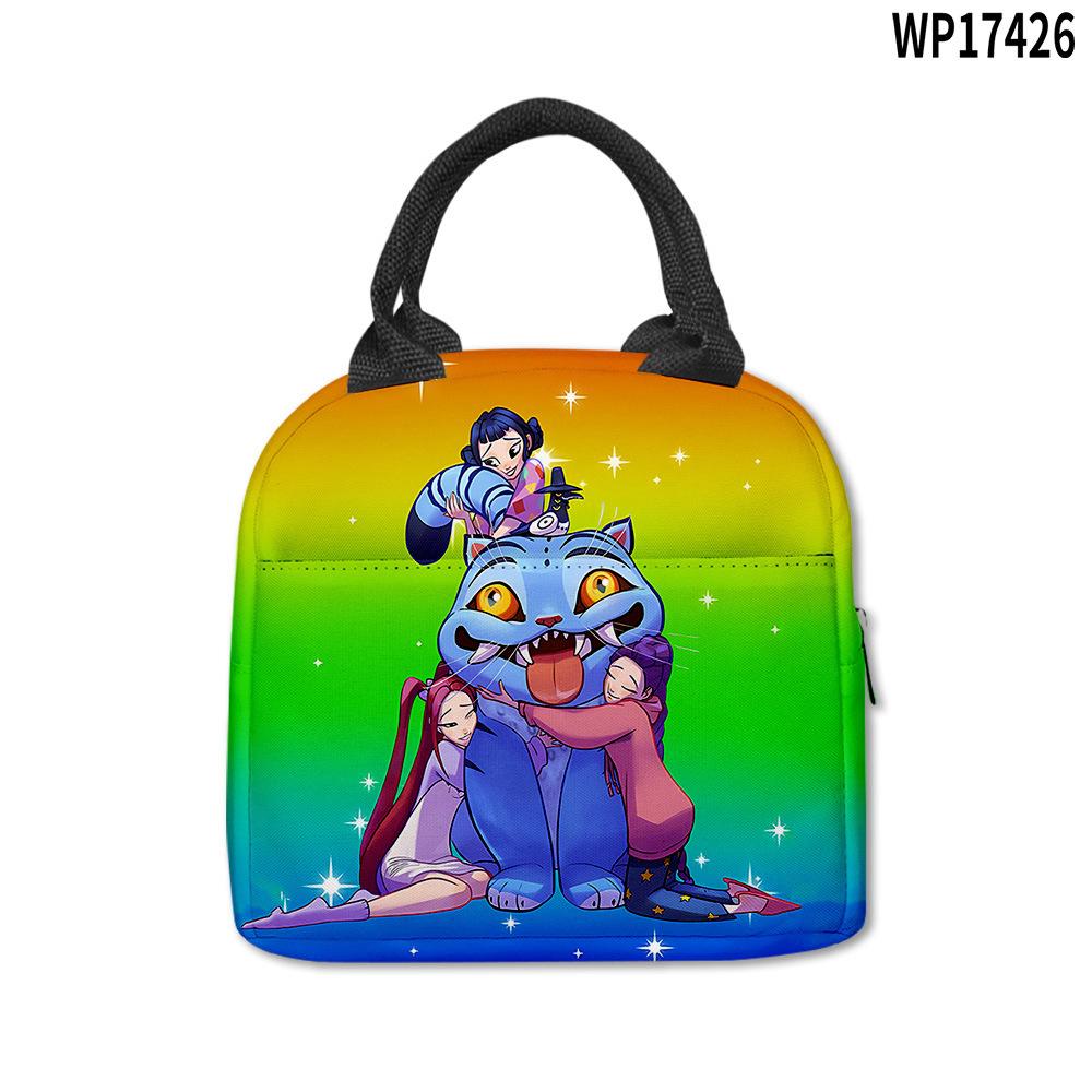 Demon Hunter Girl Group Peripheral Lunch Bag, Cartoon Printing Waterproof And Wear-Resistant, Student Office Worker Thermal Insulation Lunch Box Bag