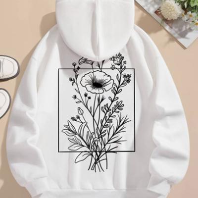 Dames Lijn Bloemenprint Losse Hoodie Tops Blouse Sweatshirt Casual Lange Mouw Pullover Tops