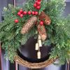 Bohemian Christmas Wreath with Bells, Cottage Style Door Hanger for Farmhouse Holiday Decor