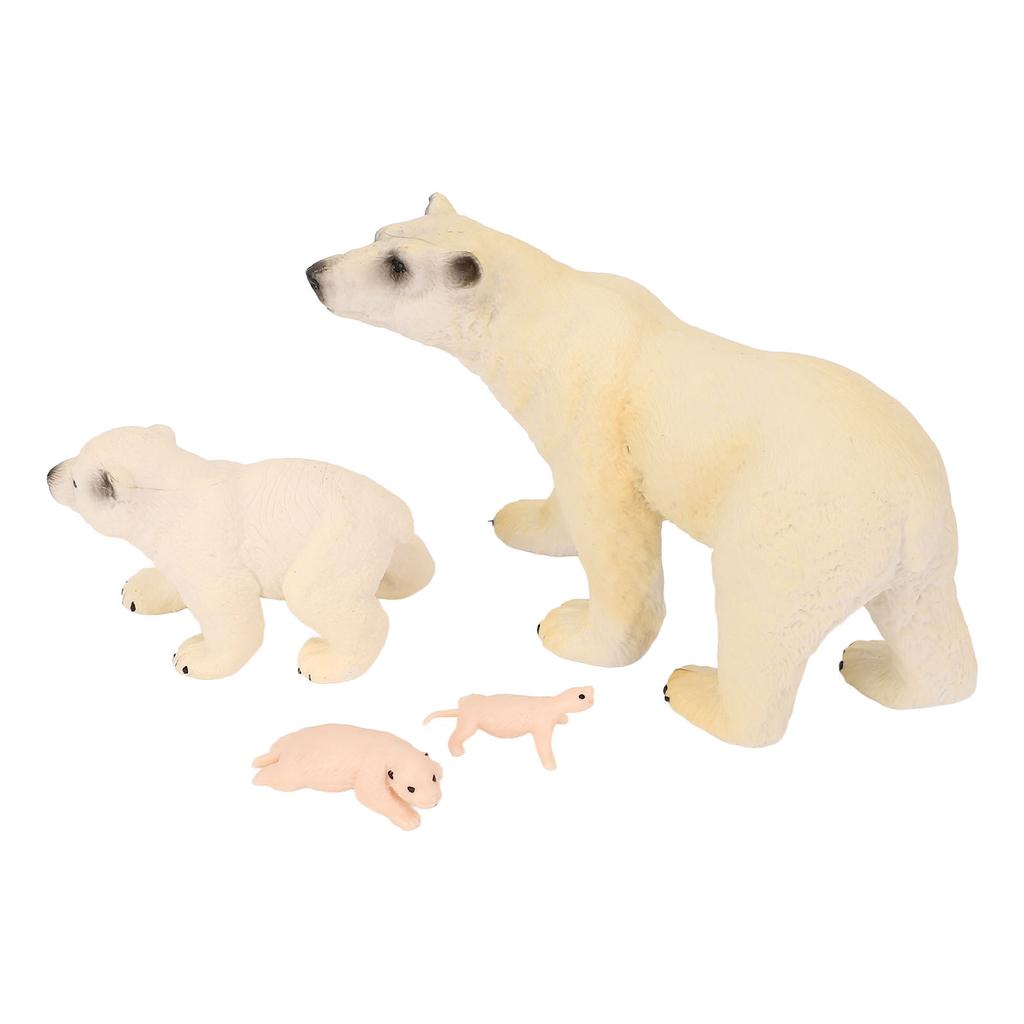 4 Pcs Polar Bear Growth Cycle Statue Cognitive Development Detailed PVC Wild Life Animal Figurine