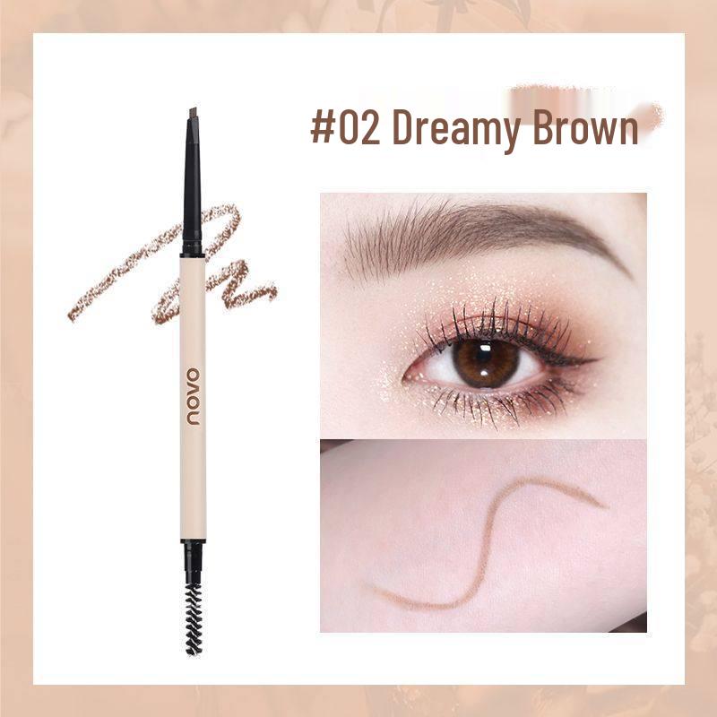 NOVO Ultra-Fine Mist Texture Eyebrow Pencil, Small Triangle Tip, Light Brown & Gray Brown, for Natural Misty Brows & Distinct Strands 0.08g