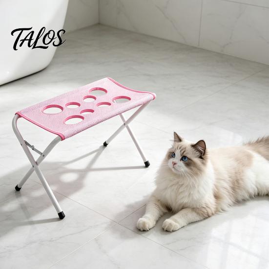 Small Dog Grooming Tool Pet Table with Foldable Stand, Adjustable Strap, Cat Hammock, 8-Hole Care Supplies Washing Station for Bathing, Nail Trimming