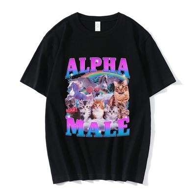 T-shirt Graphique Drôle Chat Chaton Mignon Mâle Alpha Licorne Arc-en-ciel Mode Homme Femme T-shirts Manches Courtes Coton Décontracté