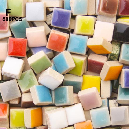 500Pcs 1x1cm Ceramic Mix-color Square Glass DIY Crafts Mosaic Tiles Art
