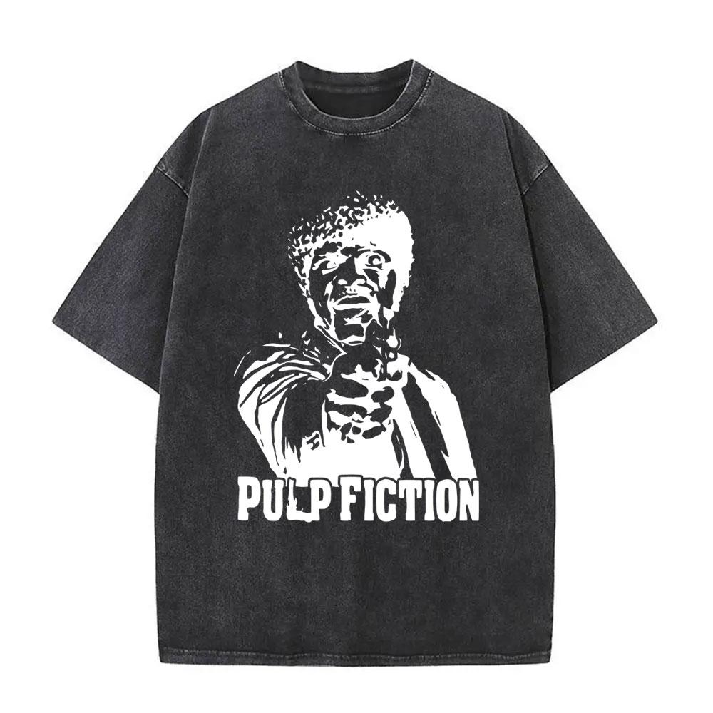 Slávny režisér Quentin Tarantino Film Pulp Fiction Vintage Praná Tričko Muži Ženy Hip Hop Móda Nadrozmerné Tričká Vrchné diely