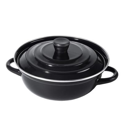 Pearl Metal Enamel Tabletop Pot 20cm IH Compatible Limited All Black BLKP Black [BLKP] AZ-5060