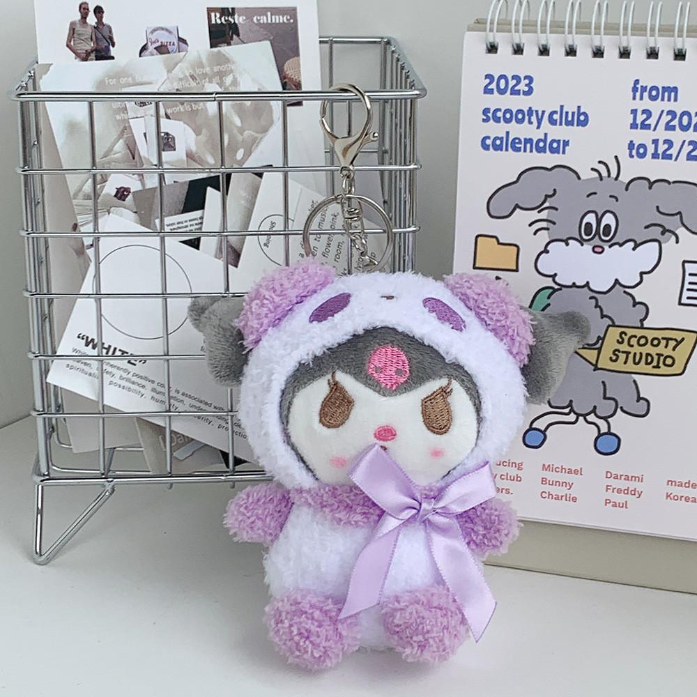 Adorable Plush Dog Keychain Soft And Fluffy Stuffed Animal With Cute Design Purple Monster