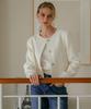 Laminez High-Size Button Tweed Jacket - Ivory