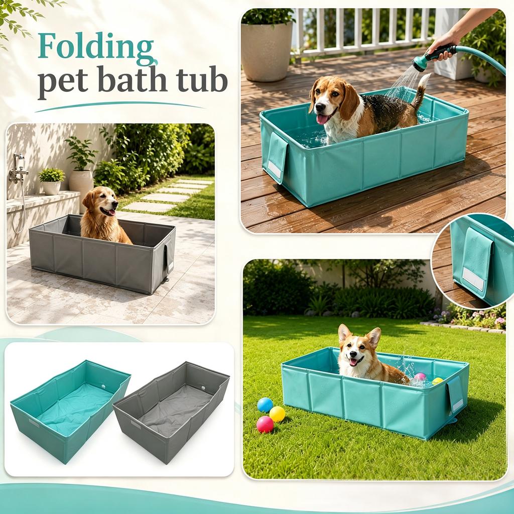 Foldable Pet Bathtub Portable Dog Bath for Home Travel and Grooming