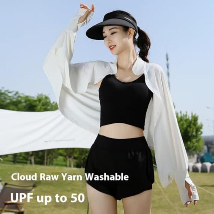 

Женская охлаждающая шаль-рукава с отверстием для пальца, солнцезащитная накидка для женщин, плащ, защита от УФ-лучей, более прохладный жакет United States