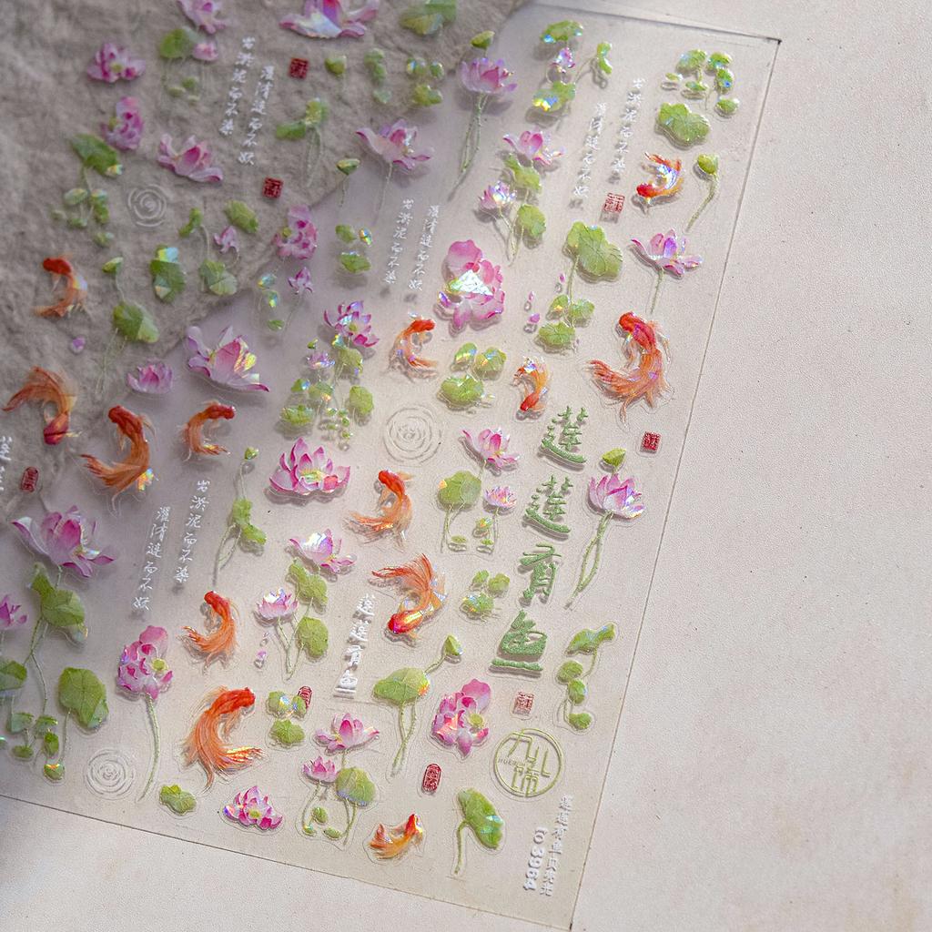 Shiny Blowing Bubble Nail Decorations Stickers 5D Shell Light Love Cat Bubble Transfer Slider Sticker DIY Manicure Decals