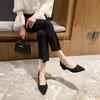 Pointed Thick Heel Single Shoes Women's New Soft Sole Not Tired Middle Heel Light Mouth Black Work Shoes Commuter Women's Shoes