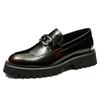 Metal Horsebit Thick-Soled Genuine Leather Shoes for Men Business Formal Casual Cowhide Leather Increased Height British Shoes