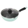 Pearl Metal Frying Pan, 22cm, 2.3L, with Graduations, Fluoropolymer Coating, Induction and Gas Compatible, Deep Frying Pan with Glass Lid, Green, HC-8