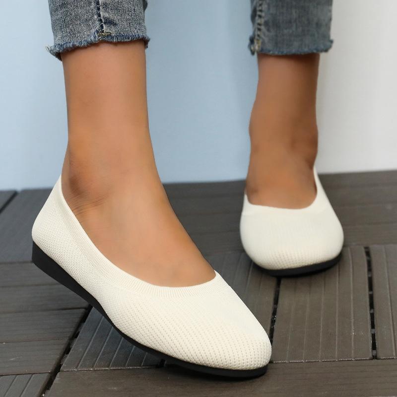 Wish Large Size Round Head Flat Bottom Lazy Single Shoes Women's Flying Weaving Breathable Flat Heel Shallow Mouth eBay