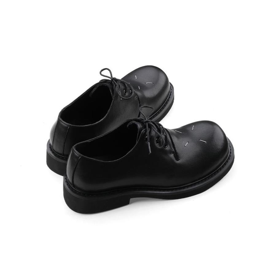 Fashion Male Leather Shoes Men 2025 New Chunky Platform Retro Work Shoes Spring Autumn Derby Shoes Low Top Man Casual Flats