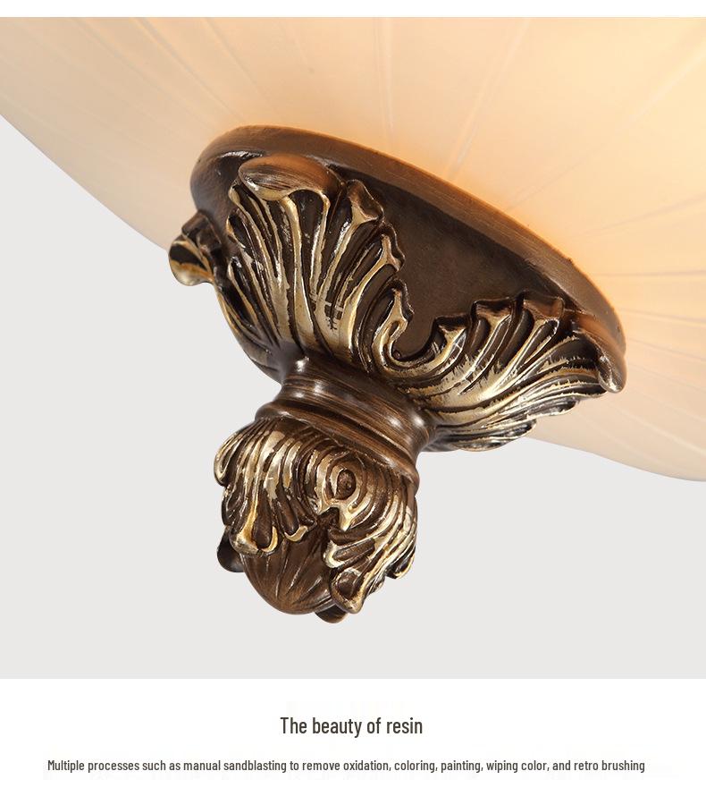 European Style Eye Protection Ceiling Light for Bedroom, Living Room, Balcony, and Entrance - French Retro Round Fixture
